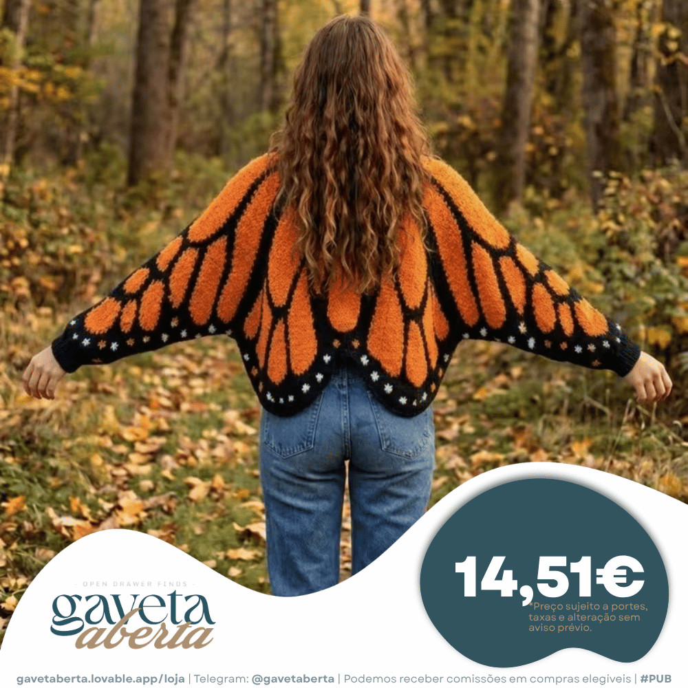 Casaco de Malha Padrão Borboleta Monarca