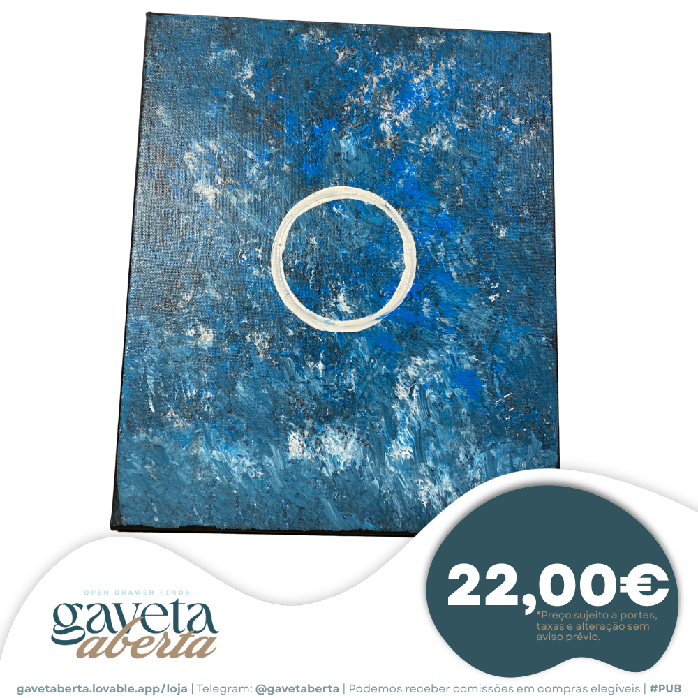 Quadro azul circulo branco, 25x30