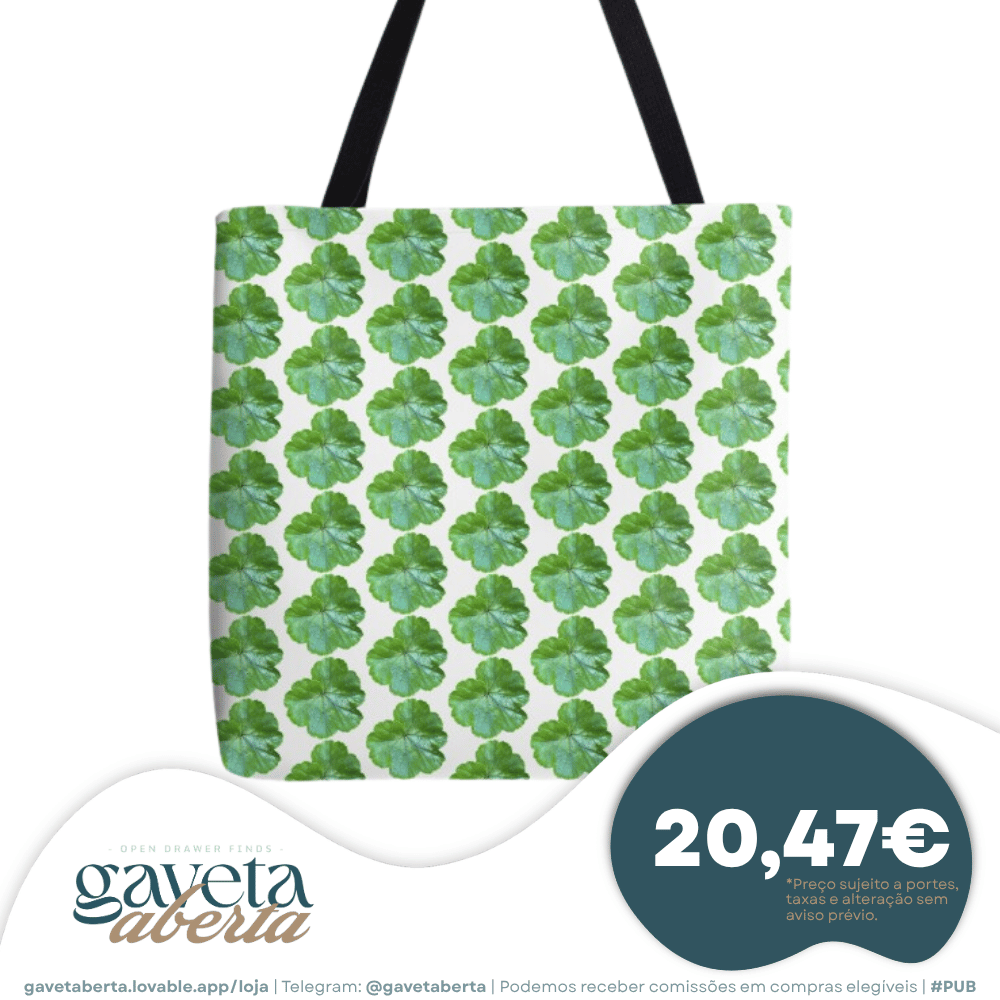 Saco Tote Bag com Padrão Folhas de Gerânio