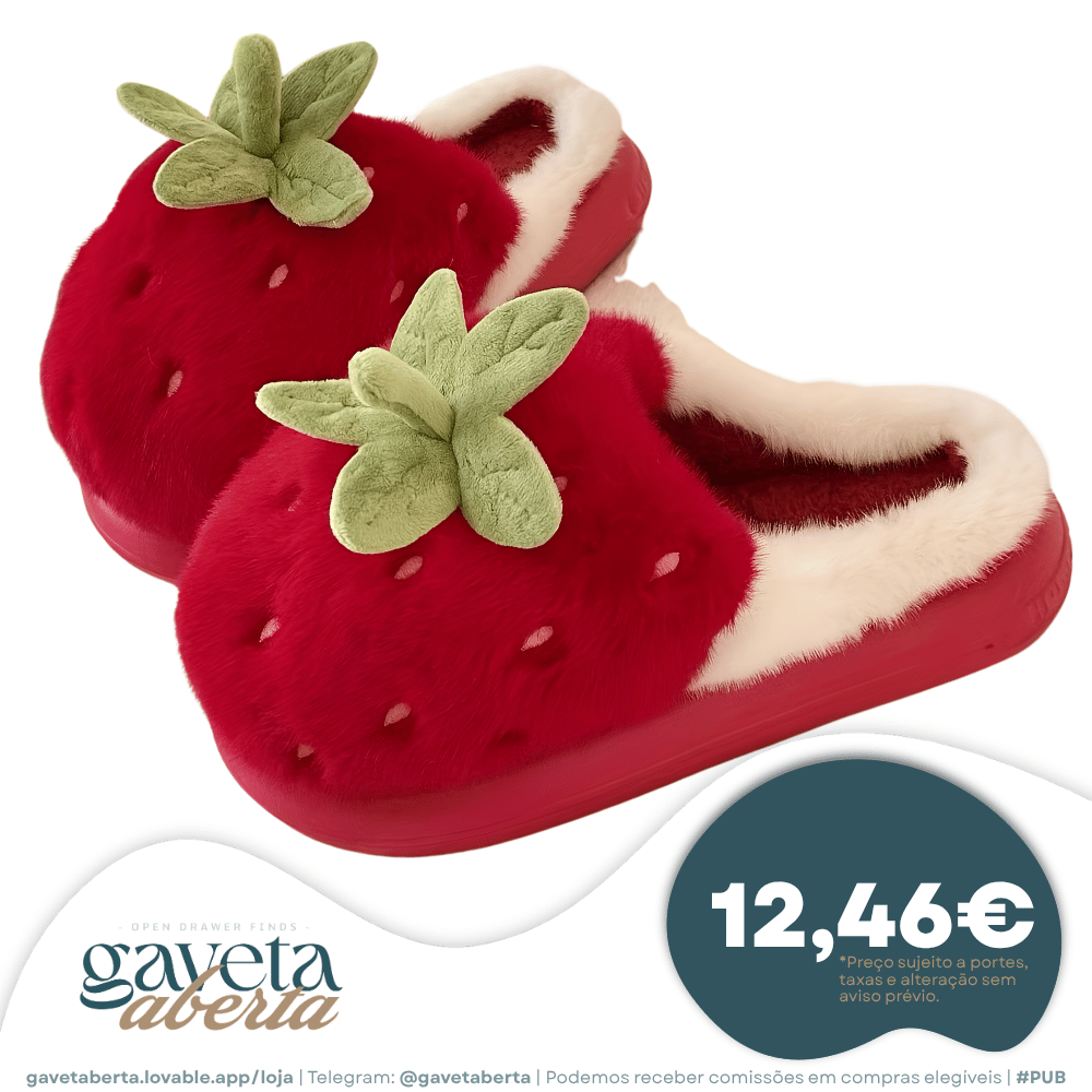 Pantufas de Peluche em Forma de Morango