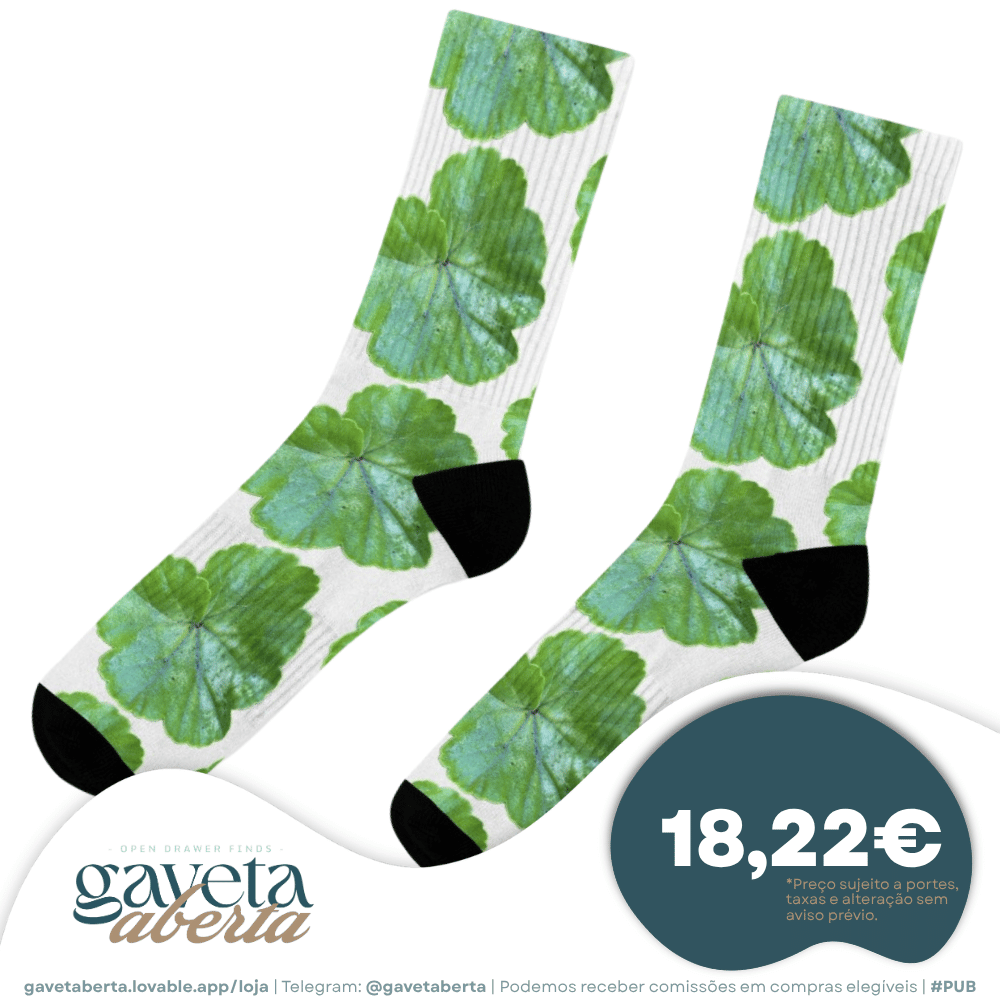 Meias de Cano Alto Padrão Folhas de Gerânio