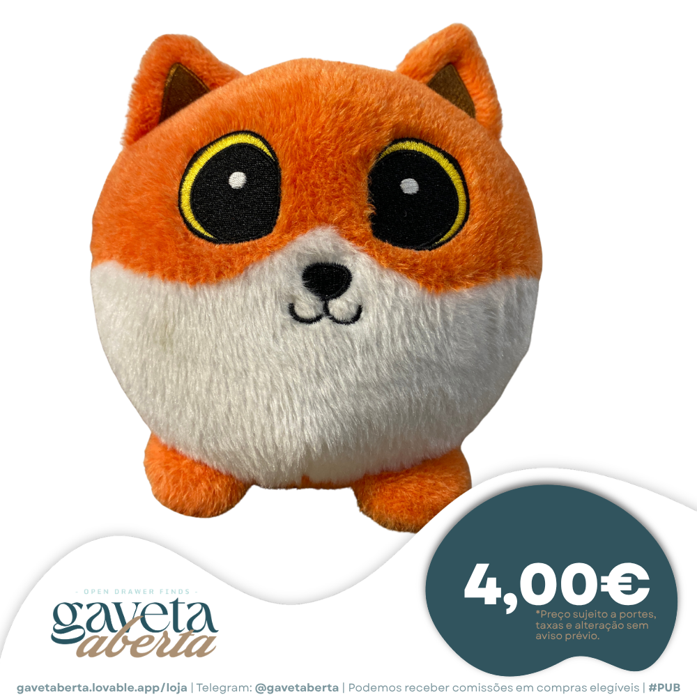 Peluche Raposa Redonda Laranja e Branco